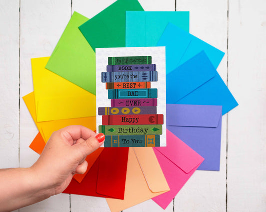 Dad Birthday Greeting Card - Books - Great for Bookshops -  from The Bookhouse Broughty Ferry- Just £2.95! Shop now