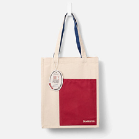 BOOKAROO TOTE BAG - DARK RED & NAVY - Gift from The Bookhouse Broughty Ferry- Just £16.99! Shop now