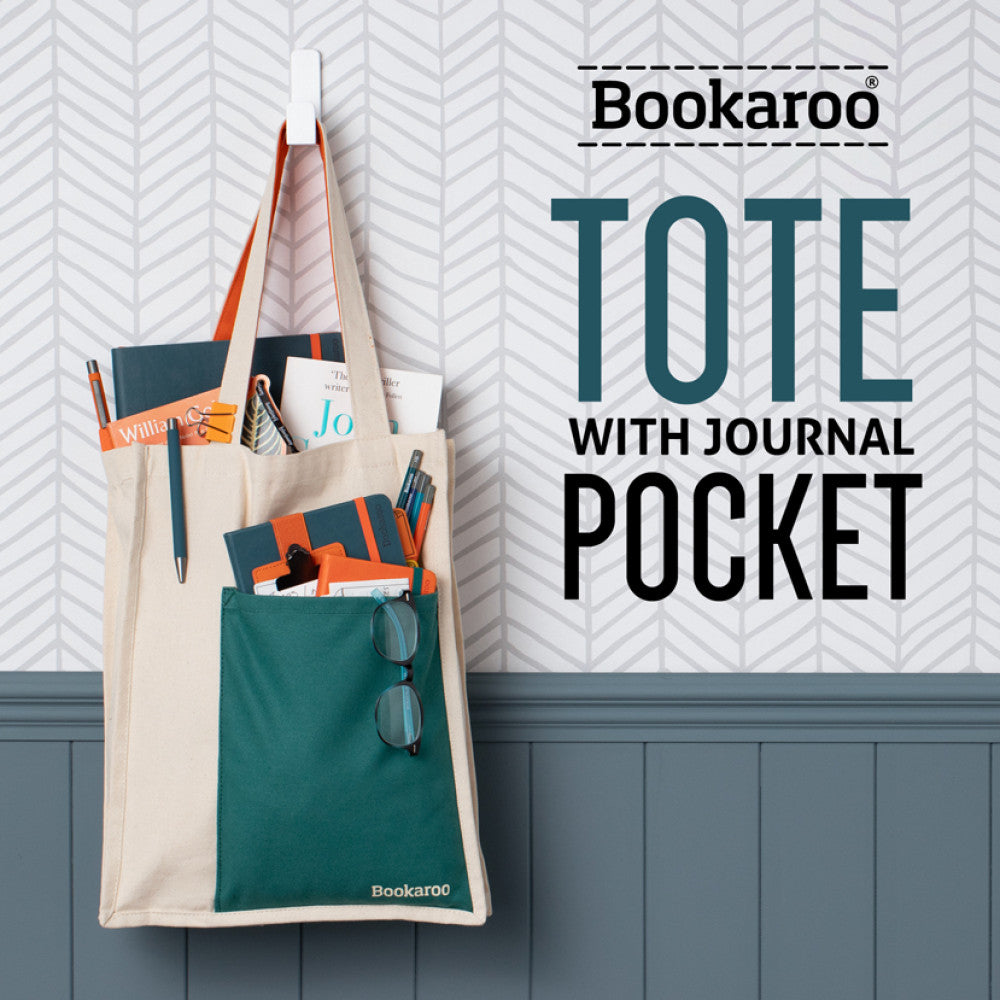 BOOKAROO TOTE BAG - TEAL AND ORANGE - Gift from The Bookhouse Broughty Ferry- Just £16.99! Shop now