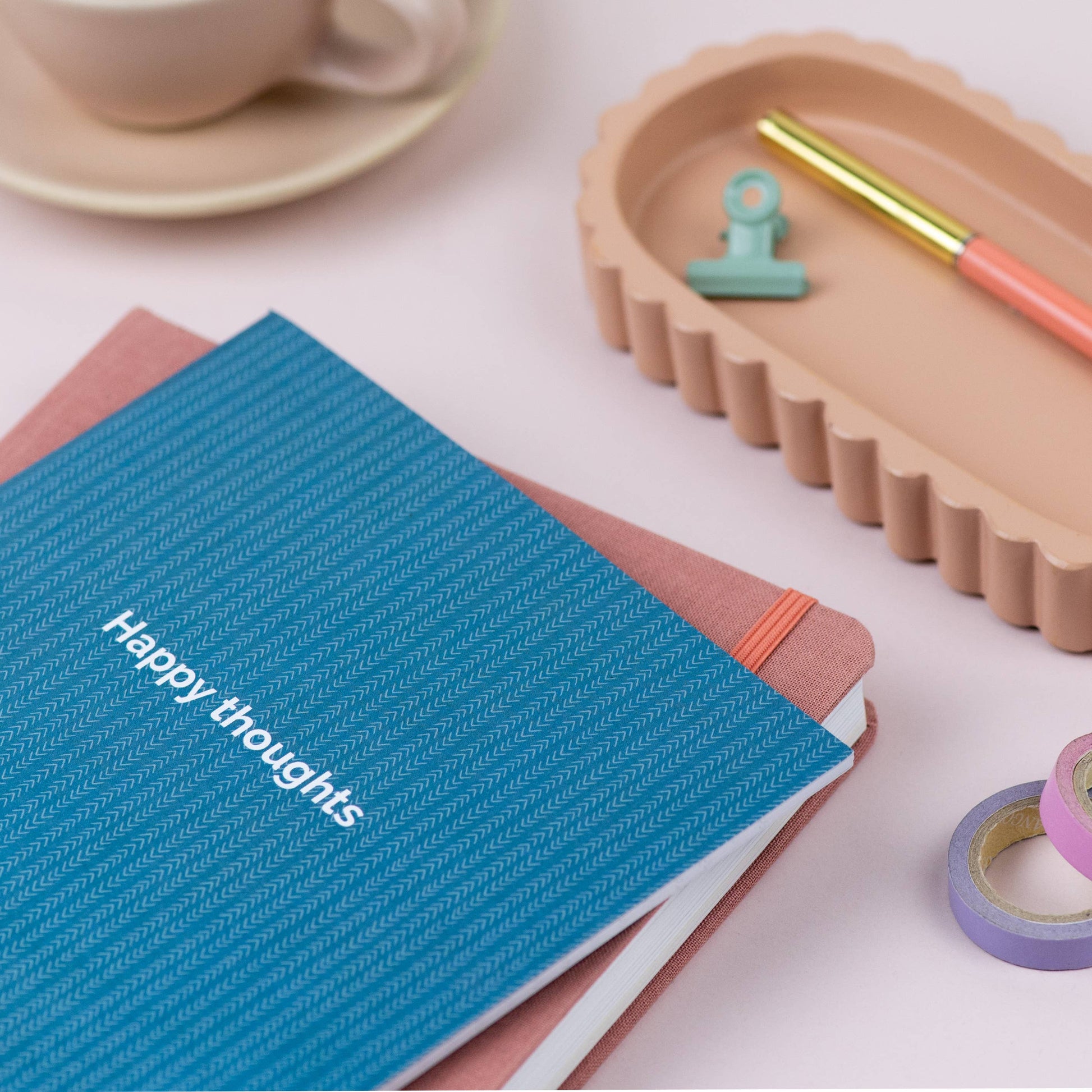 Happy thoughts gratitude notebook - A5 lined green teal - Gift Cards from The Bookhouse Broughty Ferry- Just £6! Shop now